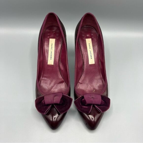 Marc Jacobs Leather Velvet Bow Heels - Picture 2 of 8